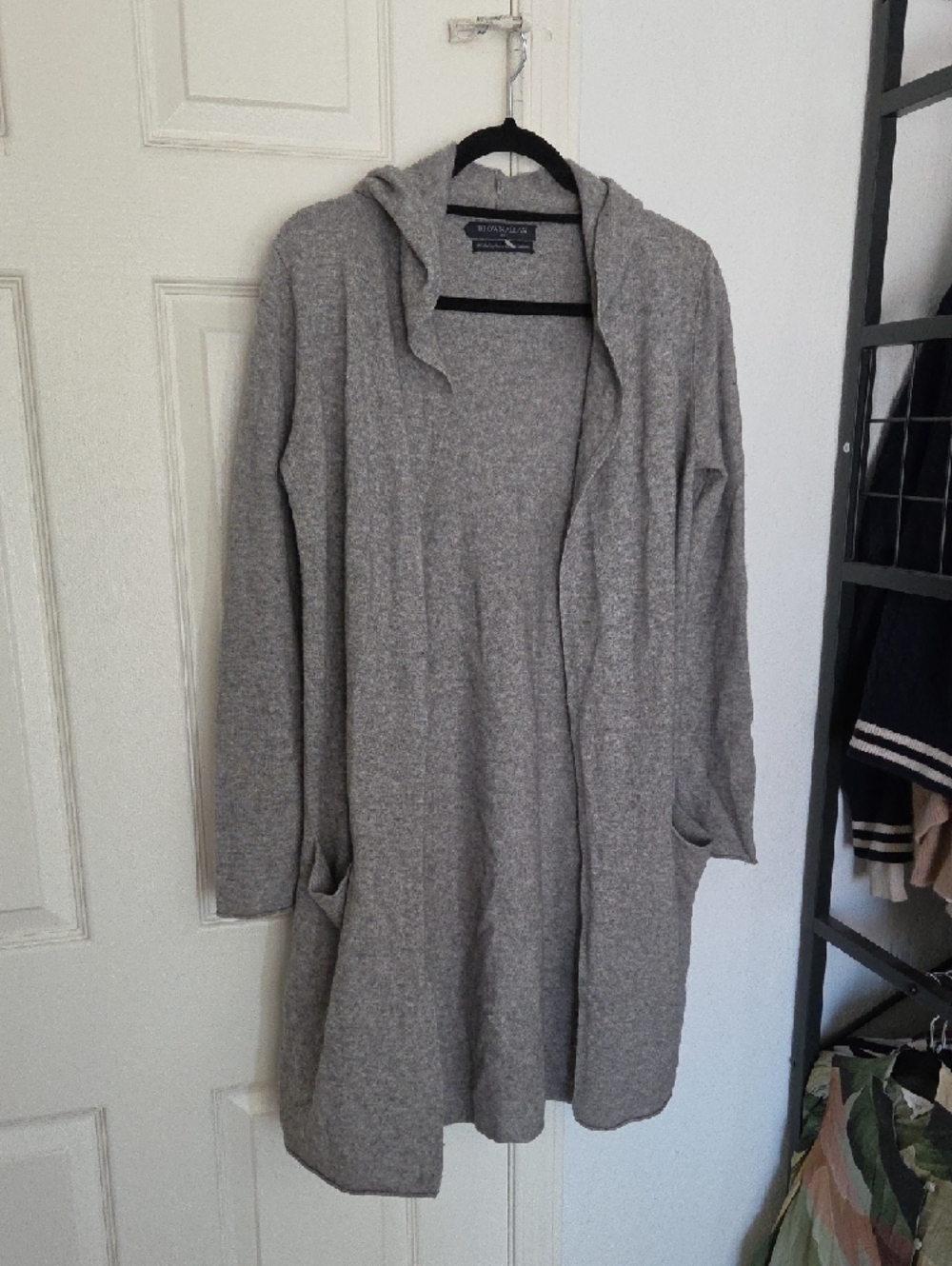 Brown Allan Gray Fine Merino Wool/Cashmere Cardigan Extra Small